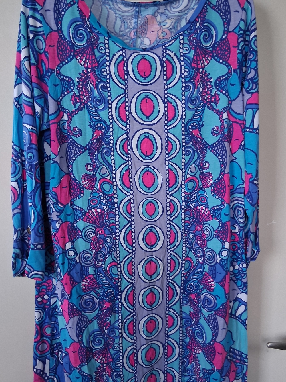 Lilly Pulitzer Vibrant Blue Turquoise Pink Patterned Dress
